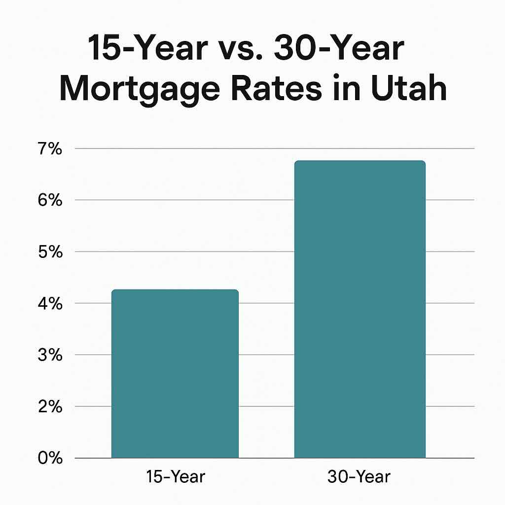Side-by-side chart of 15-year vs 30-year mortgage rates in Utah